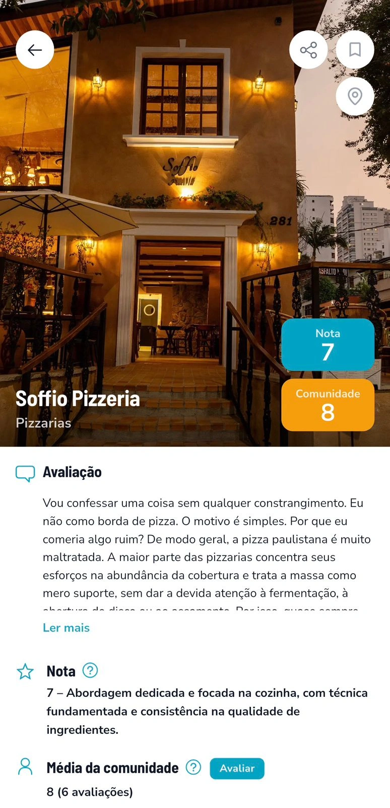 Avaliações detalhadas